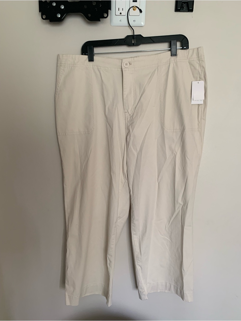 New Women's Straight-Leg Pants in Light Beige. Size 18W